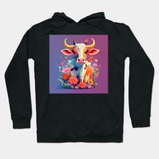 Cute cow with flowers Hoodie